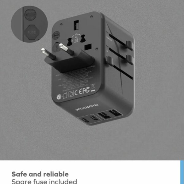 Momax 1-World 70W GaN AC Travel Adaptor UA8A